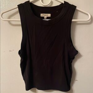 Madewell Black Sleeveless Muscle Tee Crop 95% Cotton
